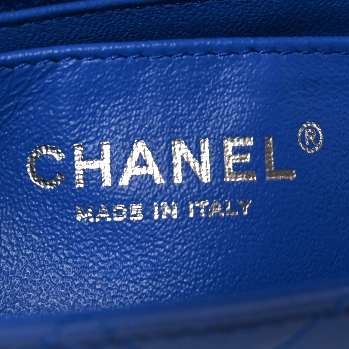 Patent Calfskin Quilted Mini Rectangular Flap Blue