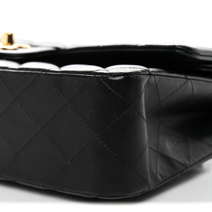 Lambskin Quilted Medium Double Flap Black