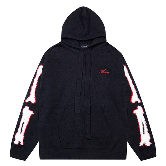 AMRI Black Core Knitted Sweater Hoodie