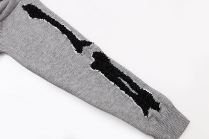 AMRI Grey Core Knitted Sweater Hoodie