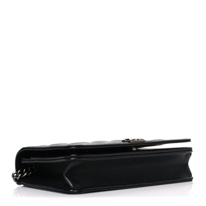 Caviar Quilted Boy Wallet On Chain WOC Black