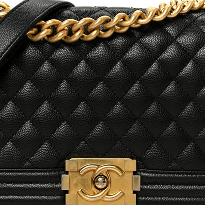 Caviar Quilted Medium Boy Flap Black