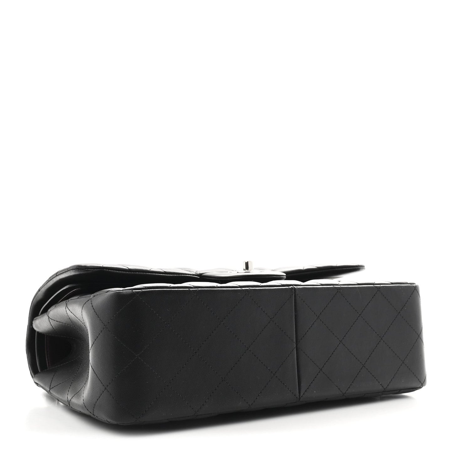 Lambskin Quilted Jumbo Double Flap Black