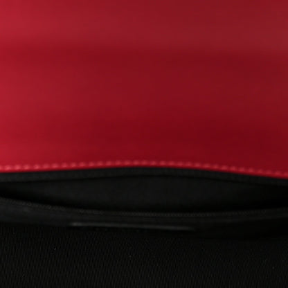 Calfskin Chevron Quilted Large Chain Boy Flap Red