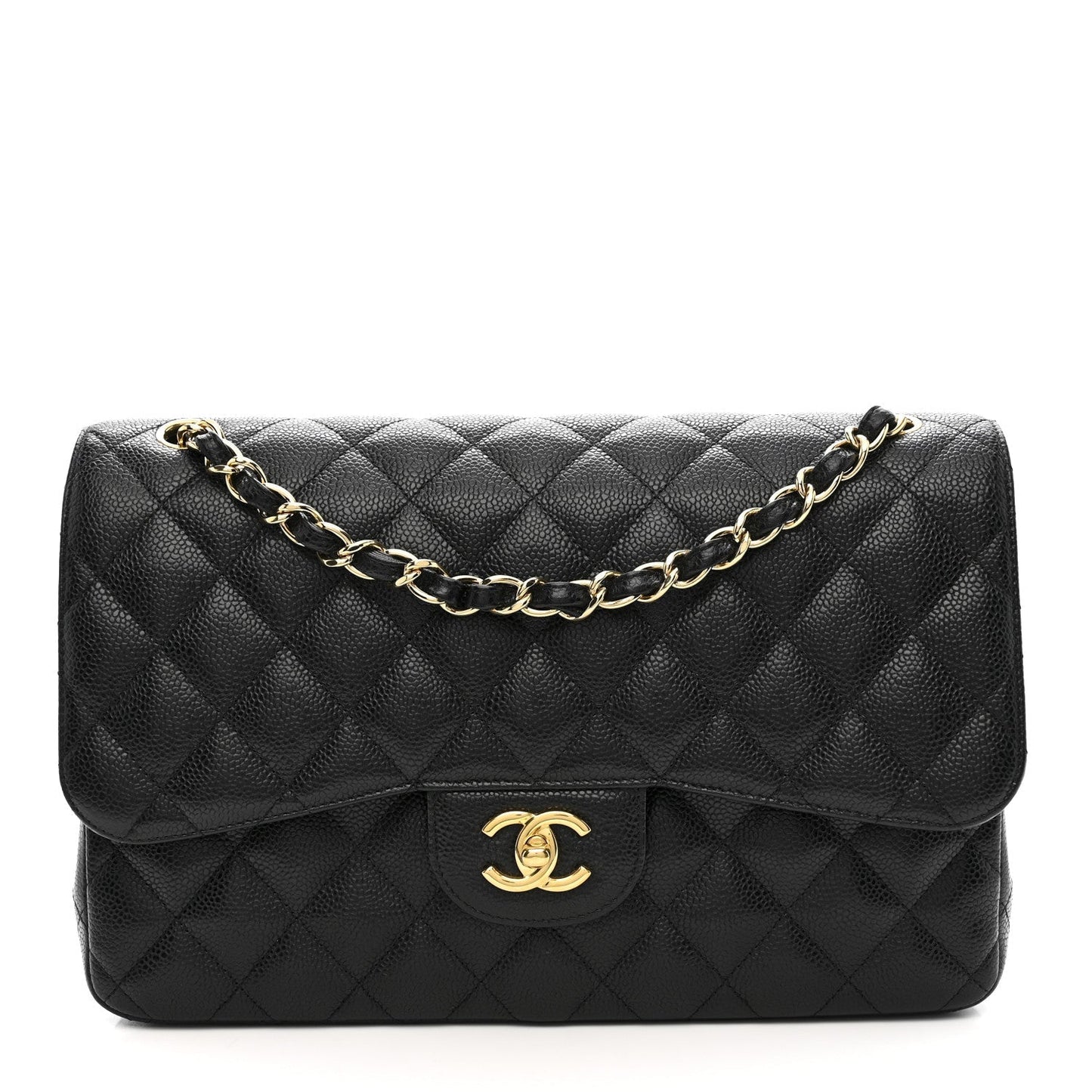 Caviar Quilted Jumbo Double Flap Black