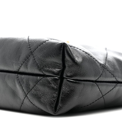 Shiny Calfskin Quilted Mini Chanel 22 Black