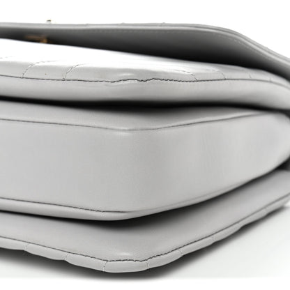 Lambskin Chevron Quilted Medium Trendy CC Dual Handle Flap Bag Grey