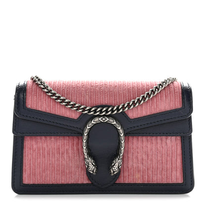 Lanzo Stretch Cord Azalea Calfskin Super Mini Dionysus Shoulder Bag Pink Blue