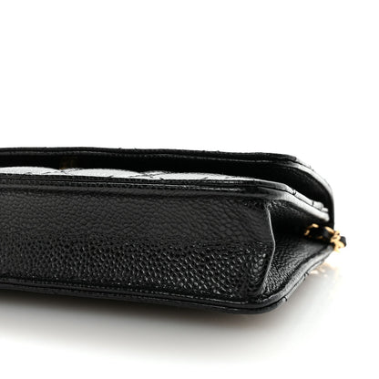 Caviar Quilted Wallet on Chain WOC Black