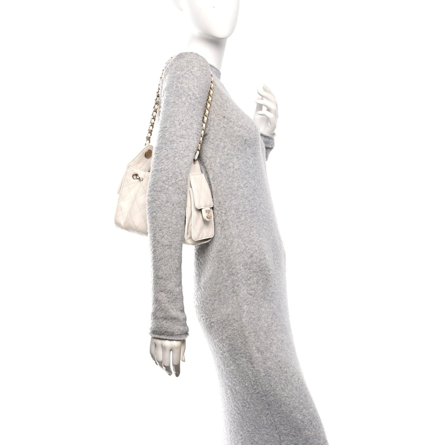 Caviar Quilted Mini Chanel 25 Handbag White