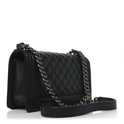 Calfskin Quilted Medium Boy Flap Black