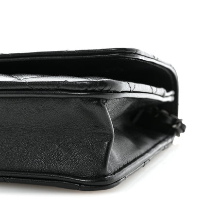 Lambskin Quilted Trendy CC Wallet On Chain WOC So Black