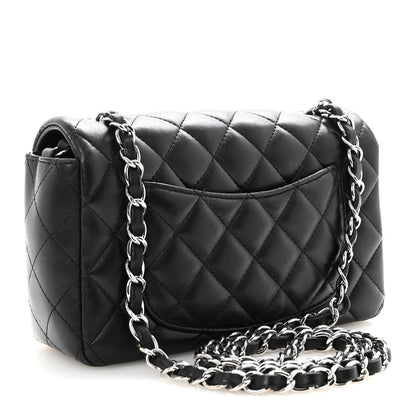 Lambskin Quilted Mini Rectangular Flap Black