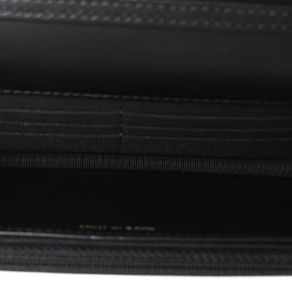Calfskin Quilted Maxi Pearl Wallet On Chain WOC Black