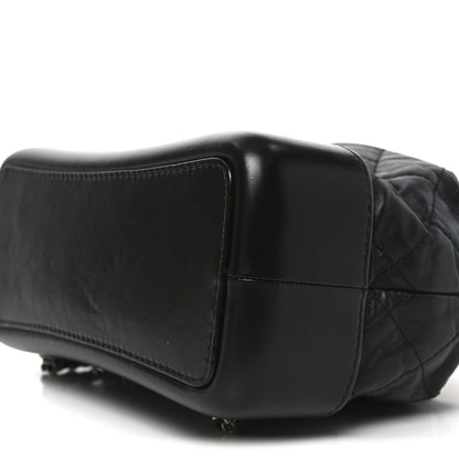 Aged Calfskin Quilted Small Gabrielle Backpack Black