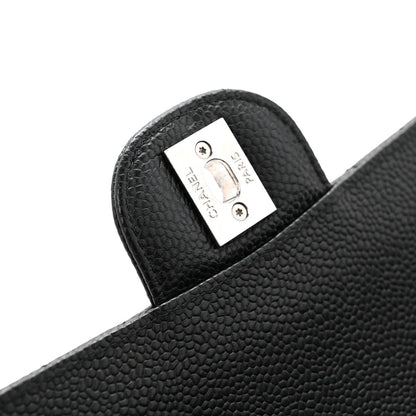 Caviar Quilted Medium Double Flap Black