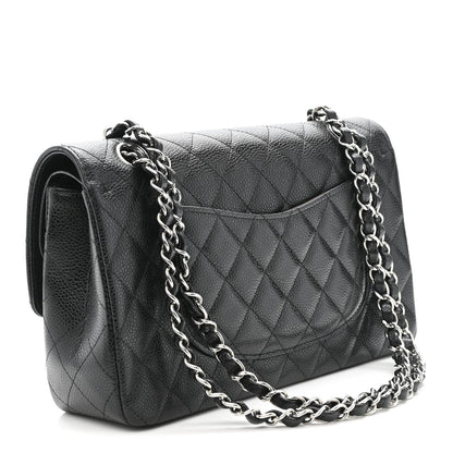 Caviar Quilted Medium Double Flap Black