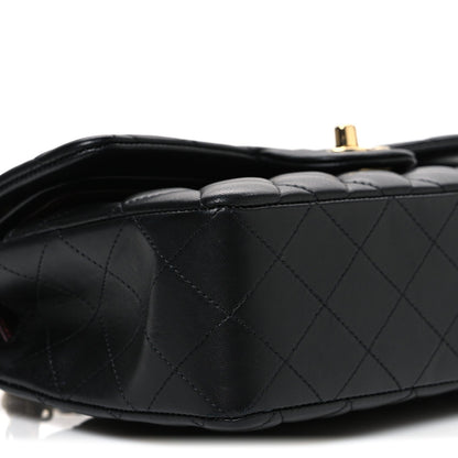 Lambskin Quilted Small Double Flap Black