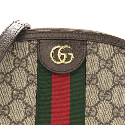 GG Supreme Monogram Textured Dollar Calfskin Web Small Ophidia Dome Shoulder Bag Beige Ebony New Acero