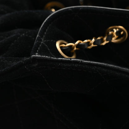 Suede Quilted Medium Chanel 25 Handbag Black