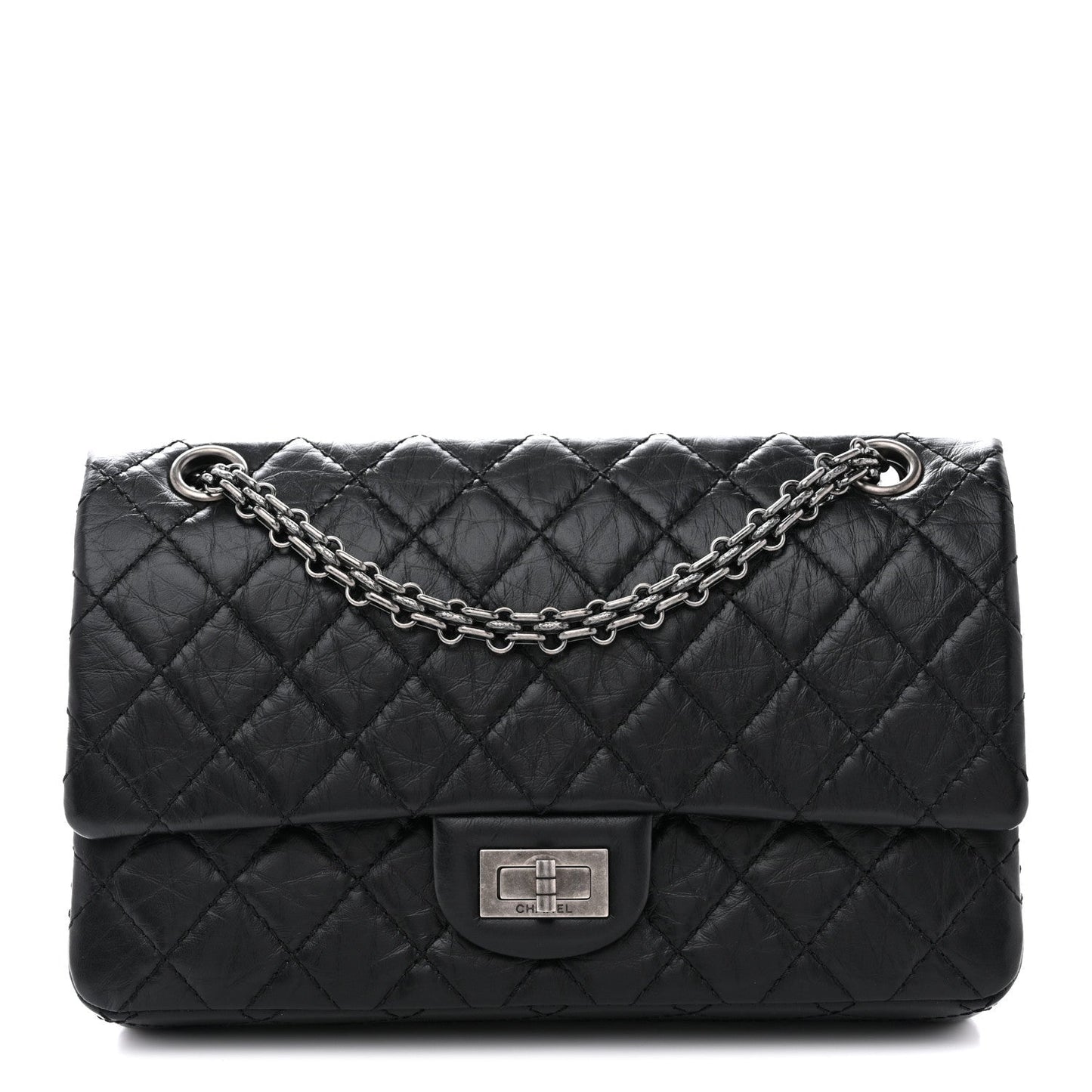 Aged Calfskin Quilted 2.55 Reissue 225 Flap Black