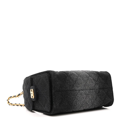 Washed Denim Quilted Mini Chanel 25 Handbag Black