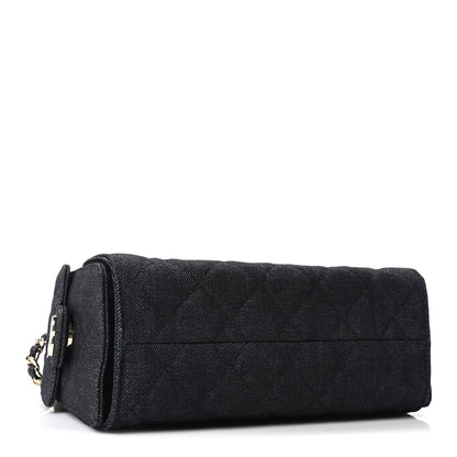 Denim Quilted Mini Chanel 25 Handbag Dark Blue