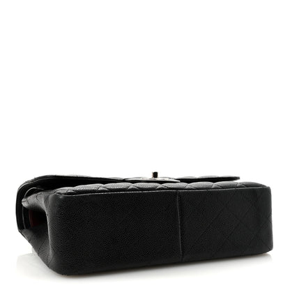 Caviar Quilted Jumbo Double Flap Black