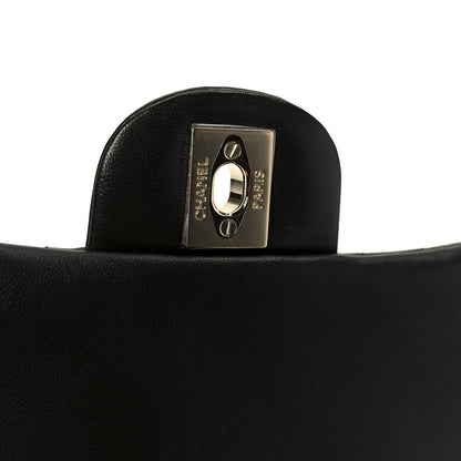 Lambskin Chevron Quilted Mini Square Flap Black
