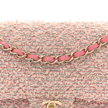 Tweed Medium Double Flap Pink