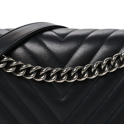 Lambskin Chevron Quilted New Medium Boy Flap Black
