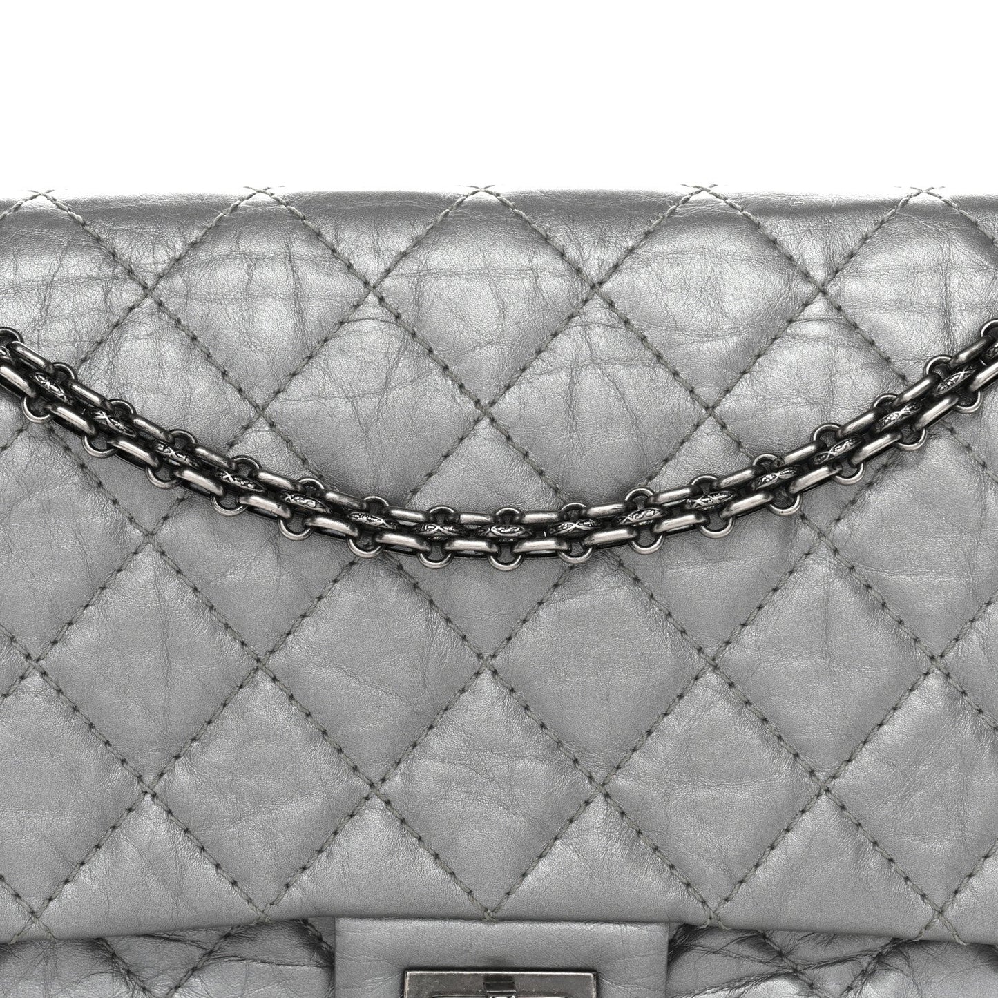 Metallic Aged Calfskin Quilted 2.55 Reissue 226 Flap Silver