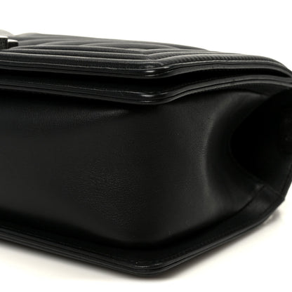 Lambskin Chevron Quilted Medium Boy Flap Black