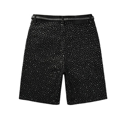 Purple Brand Crystal Diamond Denim Shorts #5095