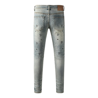 Purple Brand Crystal Diamond Jeans #9127