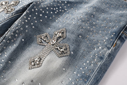 Purple Brand Crystal Diamond Jeans #9132