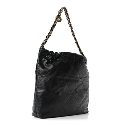 Shiny Calfskin Quilted Small Chanel 22 Black