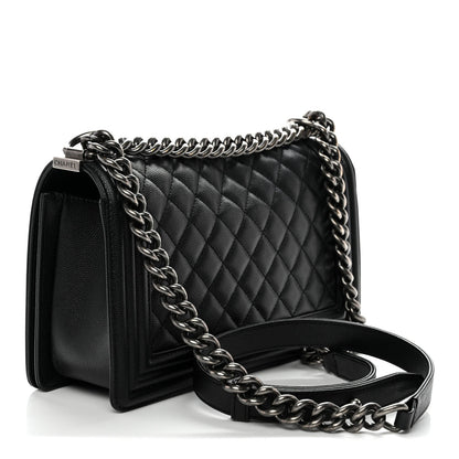 Caviar Quilted Medium Boy Flap Black