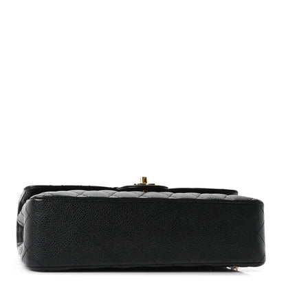 Caviar Quilted Medium Double Flap Black