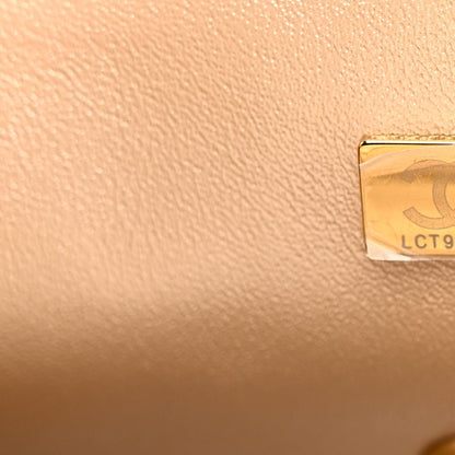 Metallic Goatskin Quilted Mini Rectangular Flap Gold