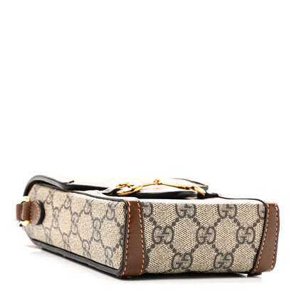 GG Supreme Monogram Mini Horsebit 1955 Crossbody Bag Beige Brown Sugar