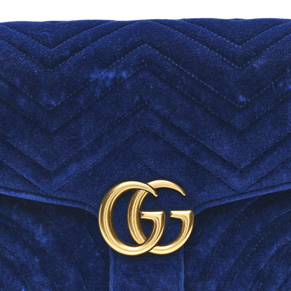 Velvet Matelasse GG Marmont Clutch Cobalt Blue