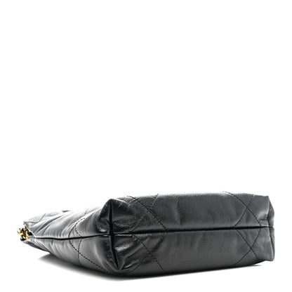 Shiny Calfskin Quilted Mini Chanel 22 Black