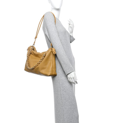 Mellow Nappa Donut Chain Large Flamenco Knot Clutch  Sahara