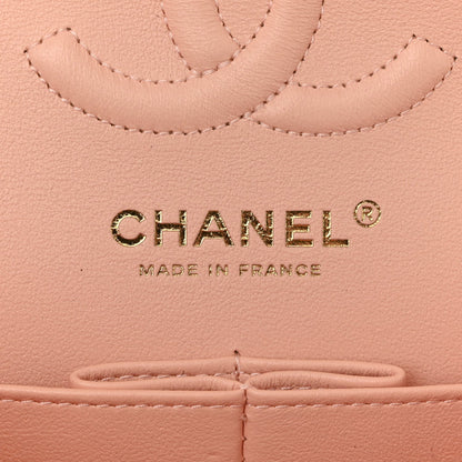 Lambskin Quilted Small Double Flap Light Orange