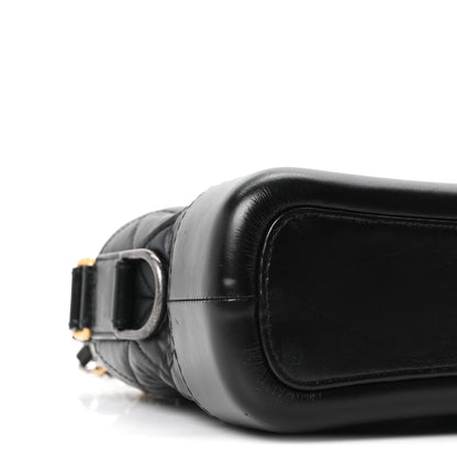 Aged Calfskin Quilted Small Gabrielle Hobo Black
