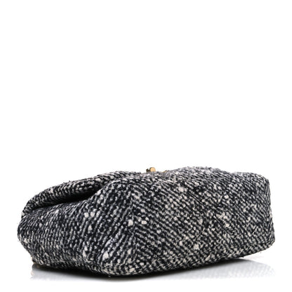 Tweed Quilted Medium Chanel 19 Flap Grey