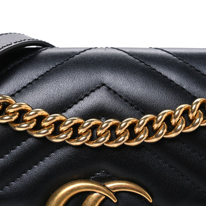 Calfskin Matelasse Mini GG Marmont Shoulder Bag Black