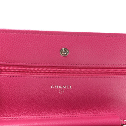 Caviar Quilted Wallet on Chain WOC Pink