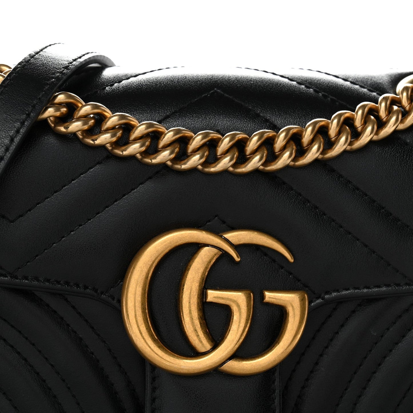 Calfskin Matelasse Mini GG Marmont Shoulder Bag Black
